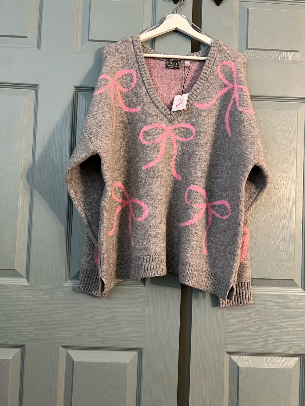 Ninety Clothing Company Breast Cancer Awareness Sweater.